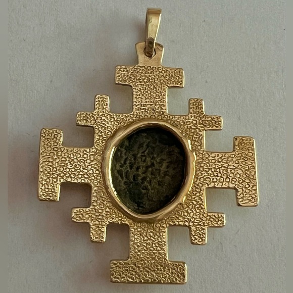 14k Gold Ancient Widow’s Mite coin pendant holy land Jerusalem BCE - Picture 12 of 14
